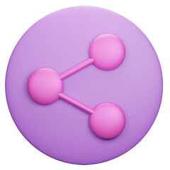 3d rendering of purple pink share button