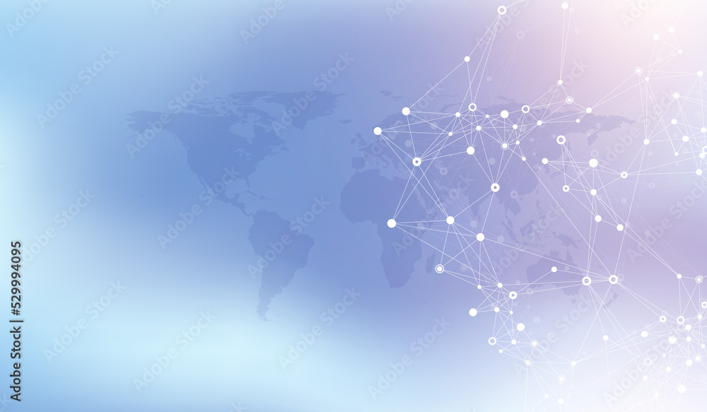 Poster global communication network concept illustration. social network communication in the global busine
