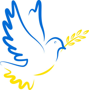 Stop War, peace, pigeon sign, pray for Ukraine, Ukraine flag concept vector illustration