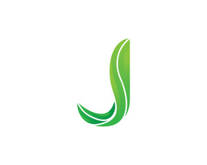 Initial Letter J Leaf Logo Concept icon symbol sign Element Design. Herbal, Natural Products, Cosmetics, Ecology, health Care, spa, yoga Logotype. Vector illustration template