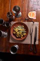 potatoes with mushrooms and cheese