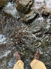 Mountain stream trail hiking at Mt. Bounoore in Saitama, JAPAN. The stream trails of Mt. Bounoore (Mt. Bonoore or Bonooresan) is what sets it apart from the other mountains in the area.