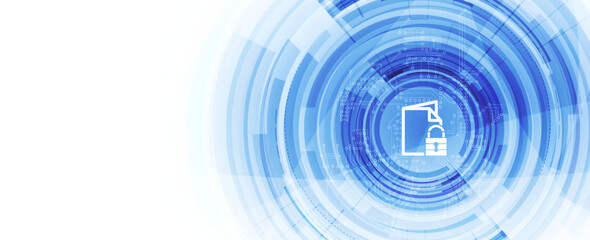 internet digital security technology concept for business background. Lock on circuit board