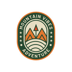 Vintage adventure mountain logo badge