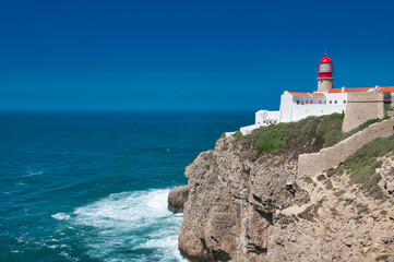 Fototapeta na wymiar Lighthouse at Cabo Sao Vicente, Portugal