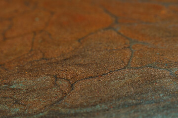 Abstract painting. Acrylic magic. Creative art. Cracked brown soil effect