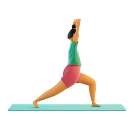 High Lunge Pose (Crescent Lunge) (Utthita Ashwa Sanchalanasana). A series Yoga Poses. 3d render illustration.