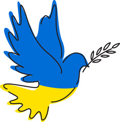 Stop War, peace, pigeon sign, pray for Ukraine, Ukraine flag concept 