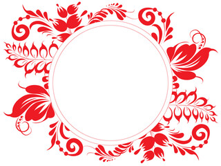 Obraz premium Ukraine traditional brush paint folk flowers for card, header, invitation, poster, social media, vector poster