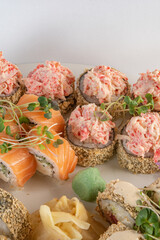 set sushi rolls with gignger