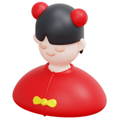 girl 3d render icon illustration