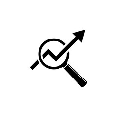 Magnifying glass and data analysis icon isolated on white background. Search sign