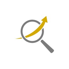 Magnifying glass and data analysis icon isolated on white background. Search sign