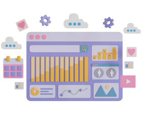 Digital Marketing Analysis 3d Illustration