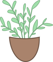 Hand drawn houseplant in a pot. Flat style.Isolated flower clipart