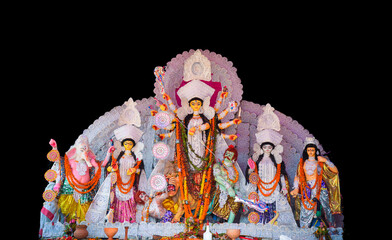 Godess Durga idol in a Pandal.Durga Puja is the most important worldwide hindu festival for Bengali