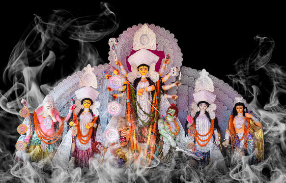 Godess Durga idol in a Pandal.Durga Puja is the most important worldwide hindu festival for Bengali