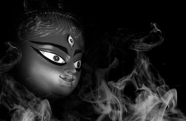 Godess Durga idol in a Pandal.Durga Puja is the most important worldwide hindu festival for Bengali