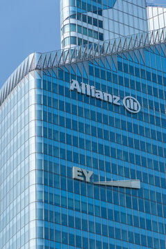 Allianz and EY headquarters in the Tour First tower in La Defense business district in Paris, France