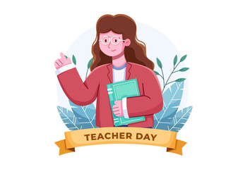 Cartoon Illustration Happy Teacher Day.
Greeting Happy Teacher Day.
Can be used for greeting card, poster, banner, web, etc