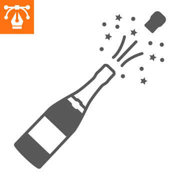 Champagne bottle solid icon, glyph style icon for web site or mobile app, drink and alcohol, champaign vector icon, simple vector illustration, vector graphics with editable strokes.