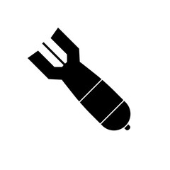 Air bomb icon. Black vector illustration. Atomic or nuclear bomb icon