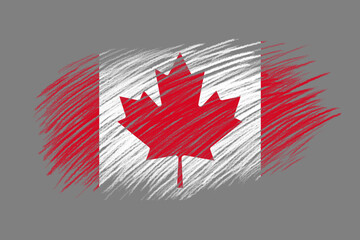3D Flag of Canada on vintage style brush background.