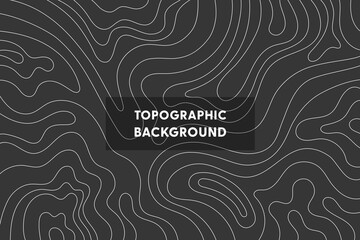 Topographic map. Vector illustration of topographic geographic map lines and contours. Terrain path isolated on a black background. Geography scheme. Line mountain relief for website template, banner