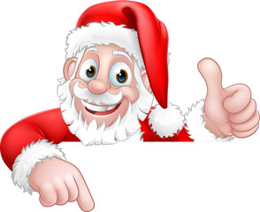 Santa Claus Christmas Peeking Pointing Cartoon