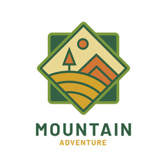 Vintage Adventure mountain logo badge