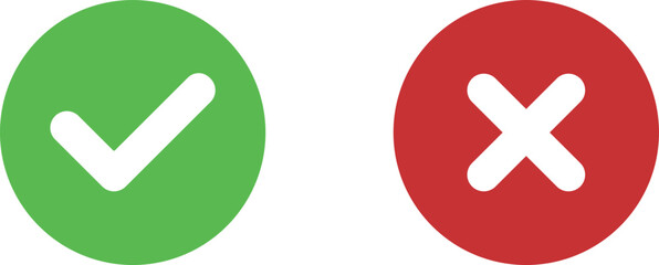 Obraz premium red cross and green check mark