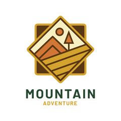 Vintage Adventure mountain logo badge