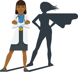 Young Medical Doctor Super Hero Cartoon Mascot