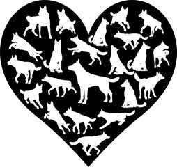 German Shepard Alsatian Dog Heart Concept