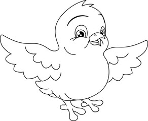 Easter Chick Coloring Book Black and White Cartoon