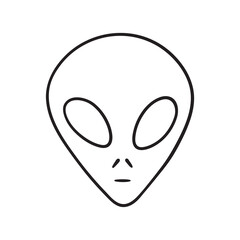Isolated vector illustration of alien. Cute thin line icon for design, cover etc.