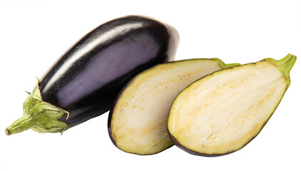 PNG, whole and cut eggplant
