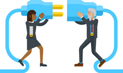 Connecting Plug Fitting Together Business Concept