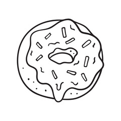 Isolated vector illustration of donut. Cute thin line icon for design, cover etc.