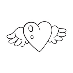 Isolated vector illustration of angel heart. Cute thin line icon for design, cover etc.