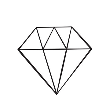 Isolated vector illustration of diamond gem. Cute thin line icon for design, cover etc.