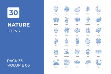 Nature icons collection. Set contains such Icons as Air, Ant, Ape, Autumn, Bamboo, and more