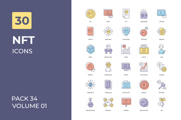 Nft icons collection. Set contains such Icons as crypto, cryptocurrency, currency, digital, and more