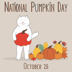 Happy Pumpkin Day. October 26. Holiday concept. Template for poster, card, calendar