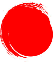 Red circle painted with brush on white background. Vector.