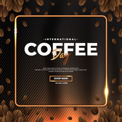 Modern and premium international coffee day greeting design