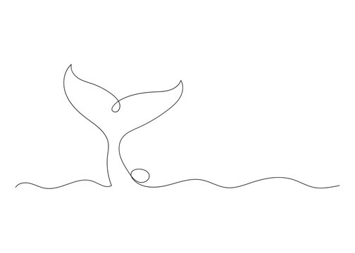 recommend clip art: Continuous line drawing of whale tail. Minimalism art.