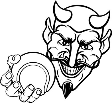 Devil Satan Tennis Ball Sports Mascot Cartoon