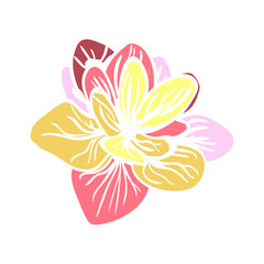 Vector Colorful Illustration of blue flower isolated on white background