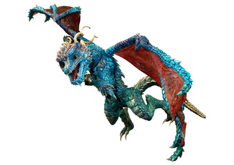 3D Rendering Fairy Tale Dragon on White